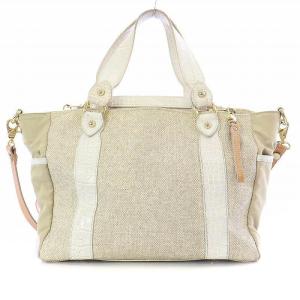 Orobianco トートバッグ ハンドバッグ ショルダーバッグ 2way レザー クロコ 型押し ナイロン ベージュ