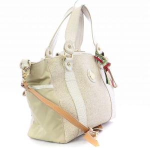 Orobianco トートバッグ ハンドバッグ ショルダーバッグ 2way レザー クロコ 型押し ナイロン ベージュ