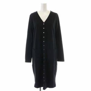 ロングカーディガン ラメボタン 長袖 2 M 黒 ブラック