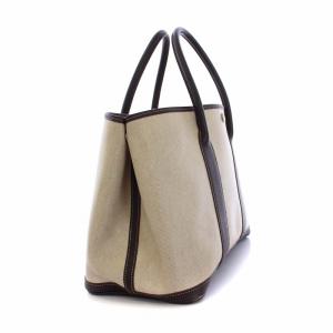 HERMES ガーデンパーティMM トワルアッシュ トートバッグ ベージュ ブラウン F刻印