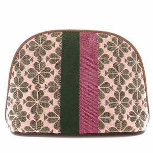 kate spade new york 2021年 ポーチ 化粧ポーチ 小物入れ ジャガード 総柄 スペードフラワー ピンク 緑 グリーン 茶 ブラウン PWR00448
