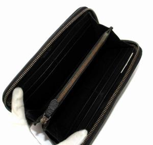 BOTTEGA VENETA イントレチャート 長財布 ラウンドファスナー レザー 黒 ブラック