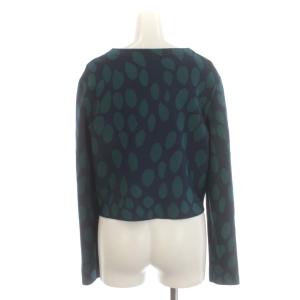 ISSA LONDON カーディガン ショート丈 ドット ストレッチ 長袖 S 紺 ネイビー 緑 グリーン