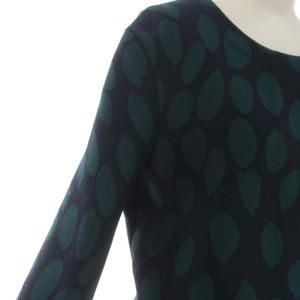 ISSA LONDON カーディガン ショート丈 ドット ストレッチ 長袖 S 紺 ネイビー 緑 グリーン