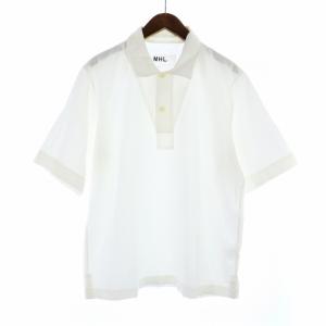 SHEET COTTON LINEN カットソー ポロシャツ 半袖 麻 リネン混 L 白 ホワイト