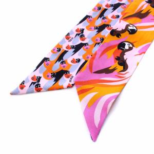 FENDI ラッピーシルクバンドゥ リバーシブル スカーフ 総柄 120×5cm マルチカラー FXT011 A7OF