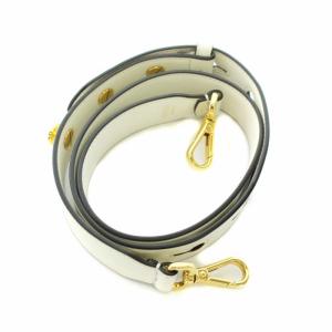 FENDI ローマ ROMA ストラップ ユー ショルダーストラップ レザー 金ボタン 白 ホワイト ゴールド