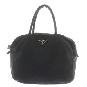 三角プレート ハンドバッグ ナイロン 黒 ブラック