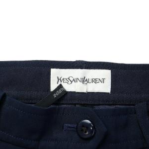 YVES SAINT LAURENT ヴィンテージ タックパンツ スラックス ストレート ジップフライ 7A3 S 紺 ネイビー