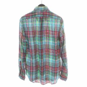 RALPH LAUREN カジュアルシャツ 長袖 チェック ロゴ リネン M マルチカラー