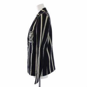 POLO RALPH LAUREN テーラードジャケット 3B ノーベント ストライプ ワッペン 2 M 黒 ブラック ベージュ タグ付き