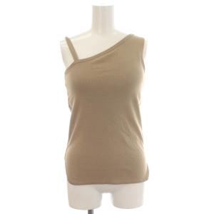 20SS アシンメトリー タンクトップ キャミソール カップイン ノースリーブ カットソー S ベージュ