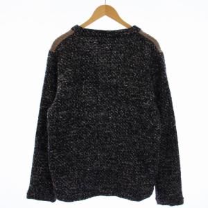 Frank Leder ニット カーディガン 長袖 Vネック ミックスウール M 茶 ブラウン 紺 ネイビー