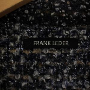 Frank Leder ニット カーディガン 長袖 Vネック ミックスウール M 茶 ブラウン 紺 ネイビー