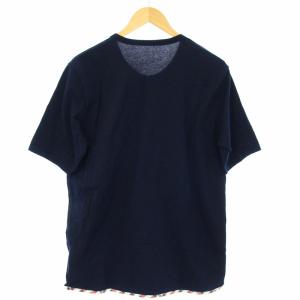 visvim SUBLIG HENLEYS/S Tシャツ カットソー ヘンリーネック 裾チェック 切替 4 XL 紺 ネイビー 0117105009003
