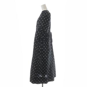 CELFORD 21AW セレSTORYコラボワンピース ロング フレア 五分袖 Uネック ギャザー バックリボン ドット 2 M 黒 ブラック