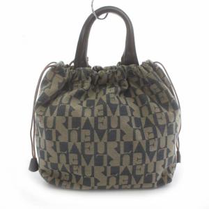 FURLA トートバッグ ハンドバッグ 総柄 キャンバス 紺 ネイビー ベージュ