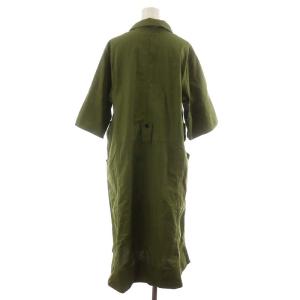 MHL. TEXTURED COTTON ワンピース ミモレ ロング 7分袖 コットン ミリタリー 2 M カーキ
