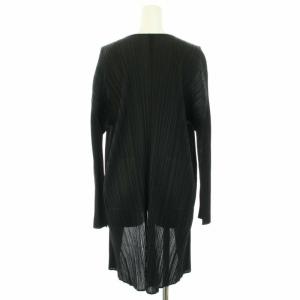 PLEATS PLEASE ISSEY MIYAKE イッセイミヤケ プリーツカーディガン ロング トッパー 長袖 3 黒