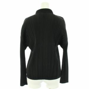 PLEATS PLEASE ISSEY MIYAKE イッセイミヤケ ブラウス バンドカラー 長袖 3 黒