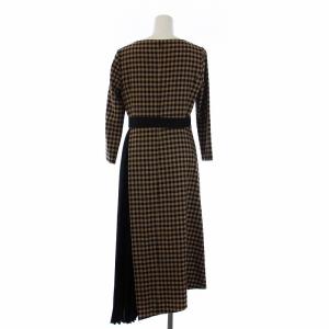 Diagram GRACE CONTINENTAL チェックプリーツワンピース 七分袖 ロング 切替 36 S 茶 黒 ブラウン ブラック