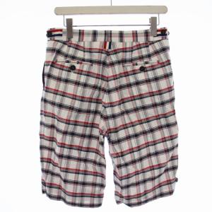THOM BROWNE ハーフパンツ ボタンフライ チェック 1 S 白 ホワイト 赤 レッド
