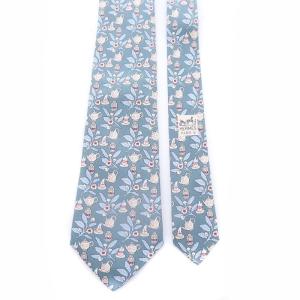 HERMES ヴィンテージ ネクタイ レギュラータイ 総柄 絹 シルク 水色 ライトブルー マルチカラー 7536IA OH