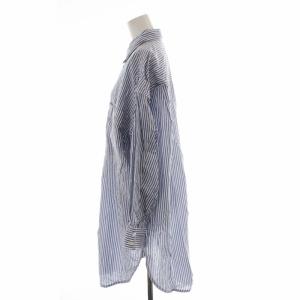 Spick&Span 21SS ボイルストライプロングルーズシャツ ブラウス シャツ 長袖 青 ブルー 白 ホワイト