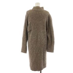 CASA FLINE ニットワンピース ミモレ ロング 長袖 ウール F 茶 ブラウン