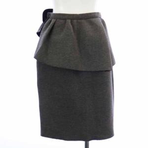 AKIRANAKA フリルスカート タイト ひざ丈 36 S グレー