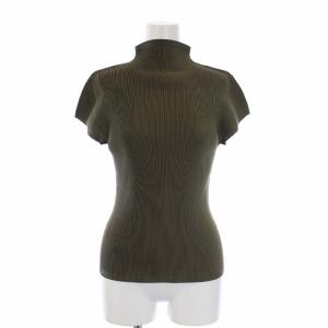 イッセイミヤケ PP73FK332 ハイネックカットソー プリーツ L カーキ