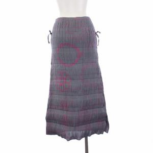 ISSEY MIYAKE FETE 08SS IF82FG245 プリーツロングスカート イージー 総柄 3 グレー 