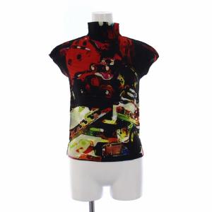 ハイネックカットソー ボックスプリーツ ワッフルプリーツ ブラック MI33FK323