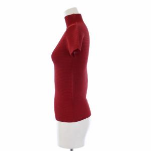 me ISSEY MIYAKE ハイネックカットソー 半袖 ボックスプリーツ ワッフルプリーツ 赤 レッド MI53FK405