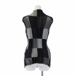 ISSEY MIYAKE IM71-FJ940 プリーツカットソー ハイネック チェック L ブラック