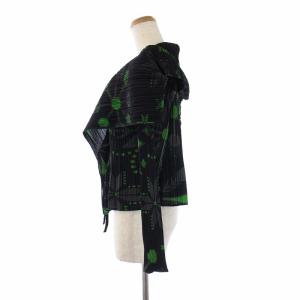 PLEATS PLEASE ISSEY MIYAKE◆雪の結晶/3/ポリエステル/BLK/総柄/PP43-J0863 ISSEY MIYAKE PP43-J0863 カーディガン 雪結晶プリント プリーツ