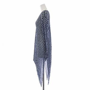 ISSEY MIYAKE WHITE LABEL プリーツ ワンピース 総柄 シアー 2 ブルー IM42FJ267