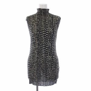 IM71-FJ919 プリーツカットソー ハイネック 総柄 M グレー