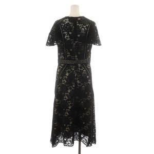 Diagram GRACE CONTINENTAL 18AW ワンピース ミモレ ロング 半袖 レース 38 M 黒 ブラック