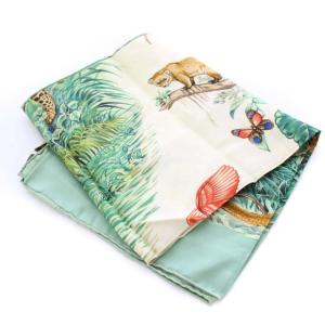 HERMES カレ90 EQUATEUR 赤道直下 スカーフ シルク サテン ミントグリーン