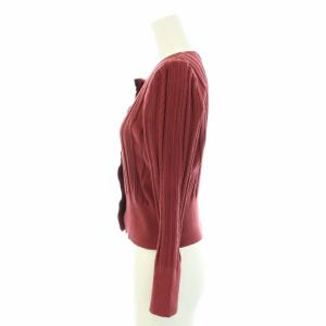 M'S GRACY 21SS ニットカーディガン ラウンドネック 長袖 フラワーモチーフ 38 M えんじ ダークレッド