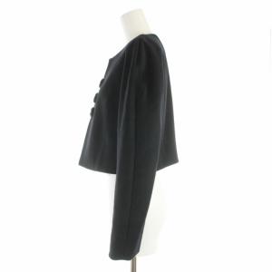 PAULE KA ジャケット ノーカラー ショート丈 ウール 38 M 黒 ブラック