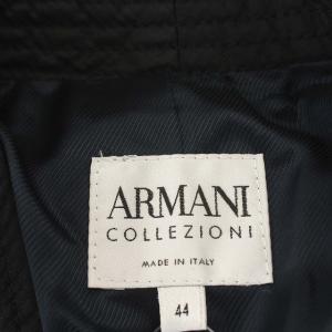 ARMANI COLLEZIONI シルク ジャケット ステッチ 花モチーフ 44 M 黒 ブラック
