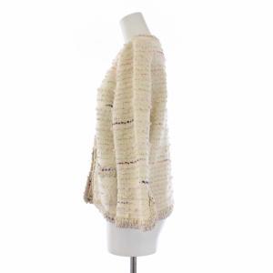 CHANEL 05A ノーカラージャケット ココボタン カシミヤ混 42 M ホワイト P26658V01976