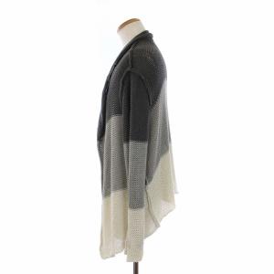ISSEY MIYAKE ニットカーディガン トッパー 長袖 コットン 2 M グレー アイボリー IM31KO010