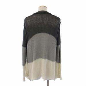 ISSEY MIYAKE ニットカーディガン トッパー 長袖 コットン 2 M グレー アイボリー IM31KO010