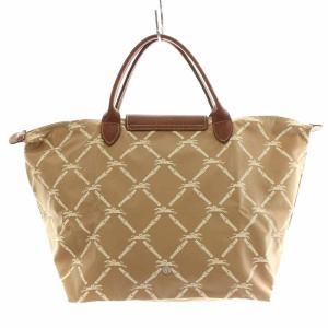 Longchamp ルプリアージュ LE PLIAGE トートバッグ ハンドバッグ 舟形 ナイロン ロゴ ベージュ