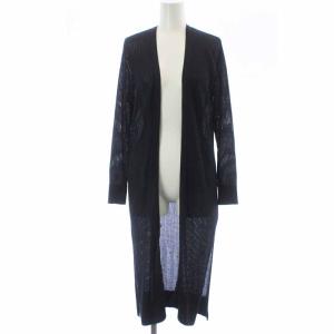 カーディガン ニット ロング シアー 長袖 38 M 紺 ネイビー
