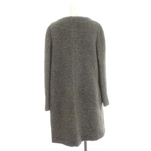 ARMANI COLLEZIONI ノーカラーコート ボア シャギー ロング コート 38 M グレー