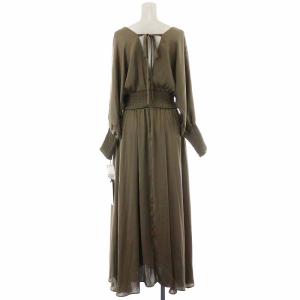 upper hights 20SS DAY BRIGITTE DRESS フレアワンピース ロング カシュクール リボン 長袖 1 S カーキ